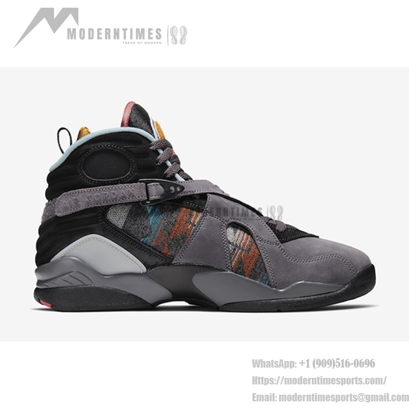 Air Jordan 8 N7 "Pendleton" - グレーバスケットボールシューズ Air Jordan 8 N7 "Pendleton" CQ9601-001 グレー トライバル柄ハイカットスニーカー
