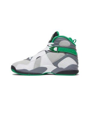 Air Jordan 8 PE "Pure Platinum" 1300-135 - White and Green High-Top Basketball Sneakers, Classic and Comfortable