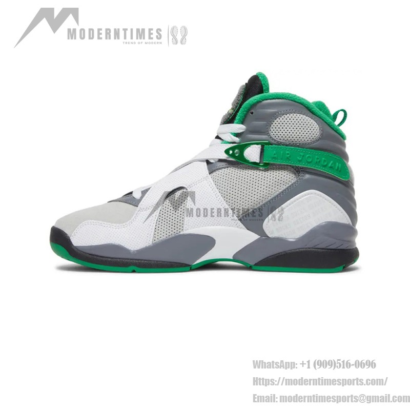 Air Jordan 8 PE "Pure Platinum" 1300-135 white and green high-top basketball sneakers