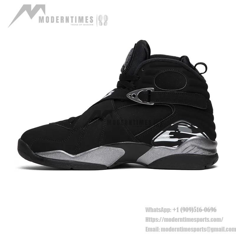 Air Jordan 8 Retro "Chrome" 305381-003 - レトロバスケットシューズ Air Jordan 8 Retro "Chrome" ブラックとシルバーのハイカットスニーカー
