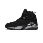 Air Jordan 8 Retro "Chrome" black and silver high-top basketball sneakers