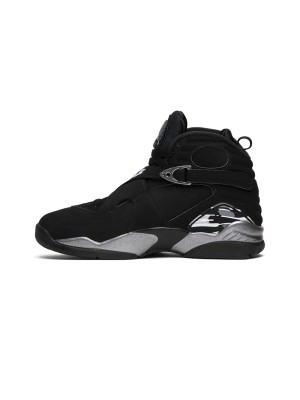 Air Jordan 8 Retro "Chrome" 305381-003 - Black and Silver High-Top Basketball Sneakers, Classic Retro Style