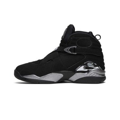 Air Jordan 8 Retro "Chrome" 305381-003 - Schwarze und silberne High-Top Basketball-Sneaker, Klassisch und Bequem
