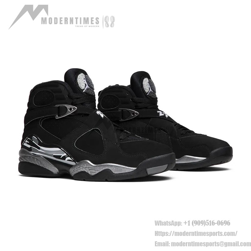 Air Jordan 8 Retro "Chrome" 305381-003 - レトロバスケットシューズ Air Jordan 8 Retro "Chrome" ブラックとシルバーのハイカットスニーカー