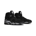 Air Jordan 8 Retro "Chrome" black and silver high-top basketball sneakers