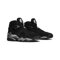 Air Jordan 8 Retro "Chrome" 305381-003 - Black and Silver High-Top Basketball Sneakers, Classic Retro Style