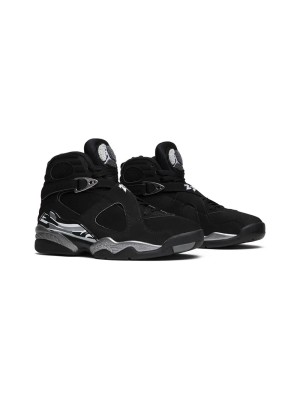 Air Jordan 8 Retro "Chrome" 305381-003 - Black and Silver High-Top Basketball Sneakers, Classic Retro Style