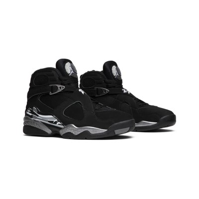 Air Jordan 8 Retro "Chrome" 305381-003 - Schwarze und silberne High-Top Basketball-Sneaker, Klassisch und Bequem