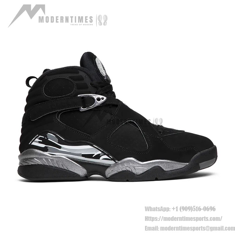 Air Jordan 8 Retro "Chrome" 305381-003 - レトロバスケットシューズ Air Jordan 8 Retro "Chrome" ブラックとシルバーのハイカットスニーカー