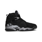 Air Jordan 8 Retro "Chrome" black and silver high-top basketball sneakers
