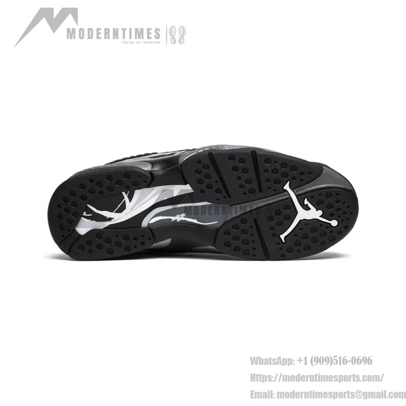Air Jordan 8 Retro "Chrome" black and silver high-top basketball sneakers
