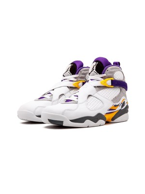 Air Jordan 8 Retro "Kobe Bryant" PE 305381-107 - White and Purple-Gold High-Top Basketball Sneakers, Classic Tribute
