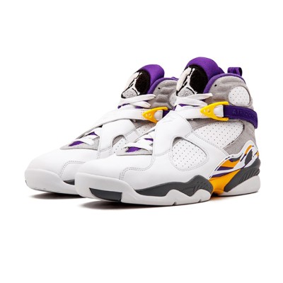 Air Jordan 8 Retro "Kobe Bryant" PE 305381-107 - White and Purple-Gold High-Top Basketball Sneakers, Classic Tribute