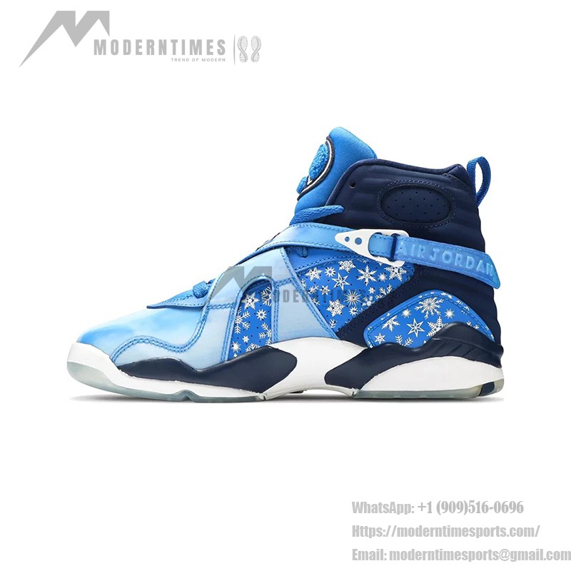 Air Jordan 8 Retro 'Snow Blizzard' 305368-400 - 冬のインスピレーションを受けたスニーカー Air Jordan 8 Retro 'Snow Blizzard' - 雪の結晶デザインの青いスニーカー