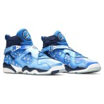 Air Jordan 8 Retro 'Snow Blizzard' 305368-400 - 冬のインスピレーションを受けたスニーカー Air Jordan 8 Retro 'Snow Blizzard' - 雪の結晶デザインの青いスニーカー