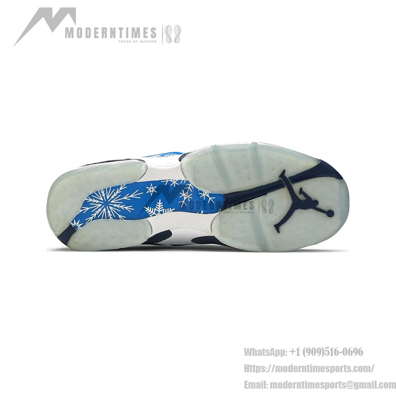 Air Jordan 8 Retro 'Snow Blizzard' 305368-400 - 冬のインスピレーションを受けたスニーカー Air Jordan 8 Retro 'Snow Blizzard' - 雪の結晶デザインの青いスニーカー