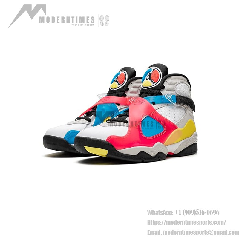 Air Jordan 8 Retro 'White/Black Multicolor' BQ7666-100 - マルチカラーデザインスニーカー Air Jordan 8 Retro 'White/Black Multicolor' - 大胆でスタイリッシュなスニーカー