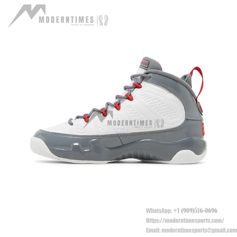 Air Jordan 9 Retro GS "Fire Red" 302359-162 Air Jordan 9 Retro GS "Fire Red" ホワイト・グレー・レッドバスケットボールスニーカー