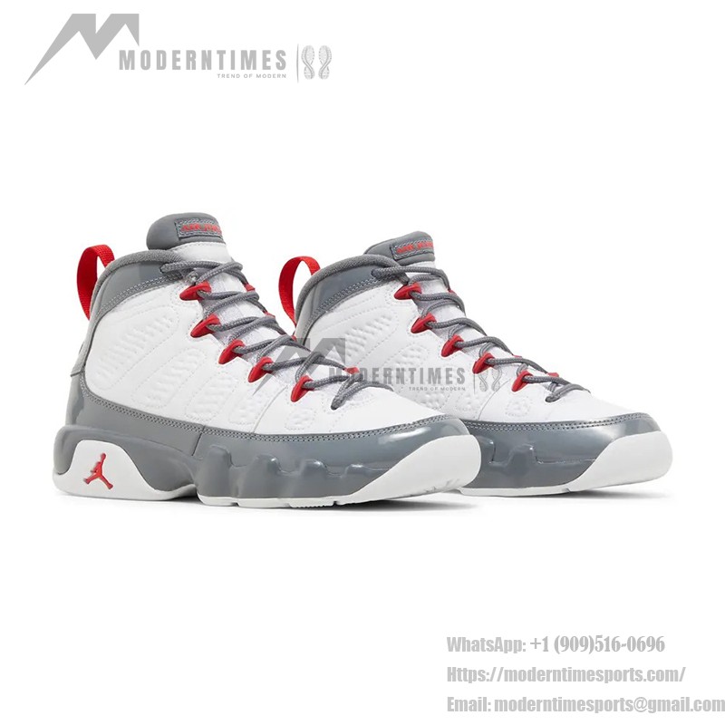 Air Jordan 9 Retro GS "Fire Red" 302359-162 Air Jordan 9 Retro GS "Fire Red" ホワイト・グレー・レッドバスケットボールスニーカー
