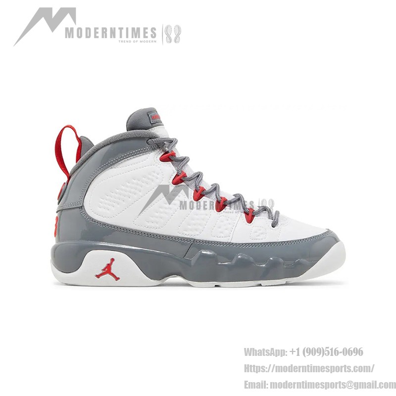 Air Jordan 9 Retro GS "Fire Red" 302359-162 Air Jordan 9 Retro GS "Fire Red" ホワイト・グレー・レッドバスケットボールスニーカー