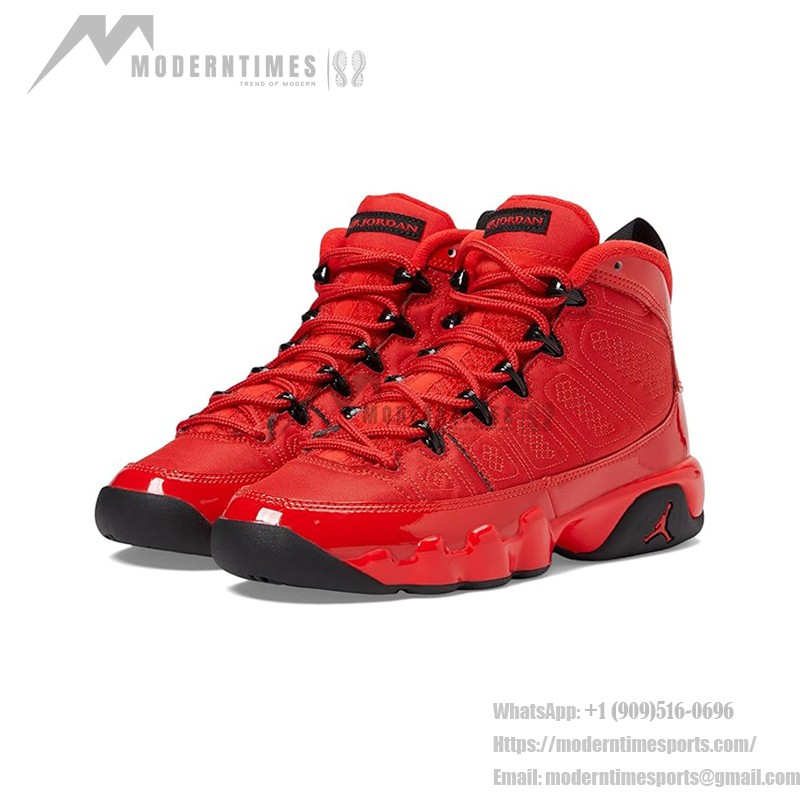 Air Jordan 9 Retro GS "Chile Red" 302359-600 Air Jordan 9 Retro GS "Chile Red" パテントレザー レッド&ブラック バスケットボールスニーカー