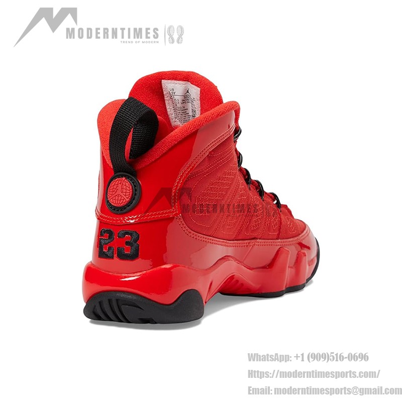 Air Jordan 9 Retro GS "Chile Red" 302359-600 Air Jordan 9 Retro GS "Chile Red" パテントレザー レッド&ブラック バスケットボールスニーカー
