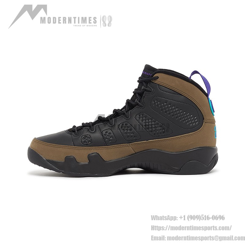 Air Jordan 9 Retro "Light Olive" CT8019-034 Air Jordan 9 Retro "Light Olive" クラシックなブラックとオリーブのバスケットボールスニーカー