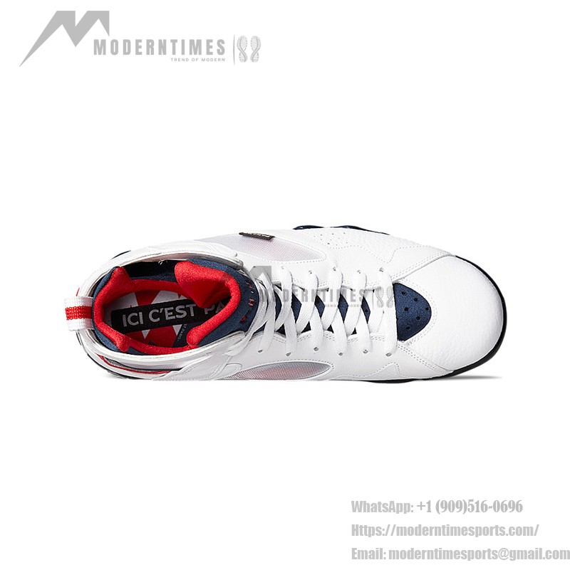 Air Jordan 7 Retro Trainer "White" - ハイカットバスケットボールシューズ Air Jordan 7 Retro Trainer "White" CZ0789-105 ホワイトハイカットシューズ レッドとブルーのアクセント