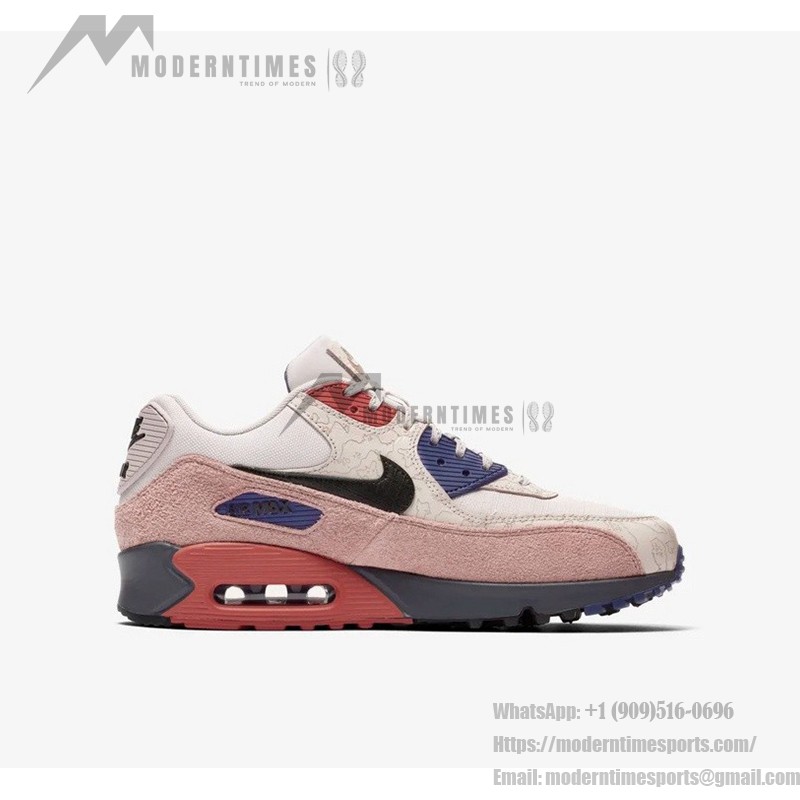 Nike Air Max 90 'Camowabb' - カモデザイン&レトロスタイル Nike Air Max 90 'Camowabb' CL5646-001、カモデザインとピンク、レッド、ブルーのアクセントが特徴