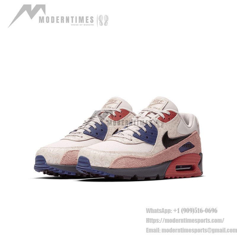 Nike Air Max 90 'Camowabb' - カモデザイン&レトロスタイル Nike Air Max 90 'Camowabb' CL5646-001、カモデザインとピンク、レッド、ブルーのアクセントが特徴