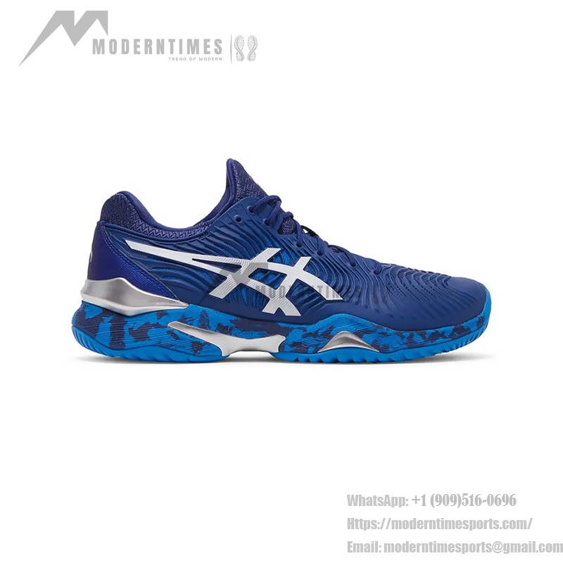ASICS Court FF Novak 1041A089-403 テニスシューズ ブルーカモ 高性能 ASICS Court FF Novak テニスシューズ ブルーカモデザイン 1041A089-403