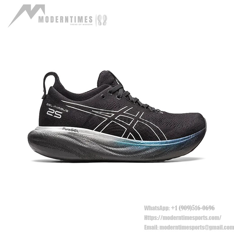 ASICS Gel-Nimbus 25 1012B435-001 Men's Running Shoes ASICS Gel-Nimbus 25 1012B435-001 Men's Running Shoes in Black, White, and Blue