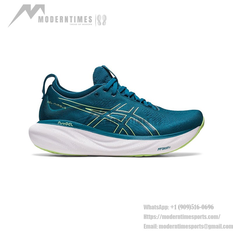 ASICS Gel-Nimbus 25 1012B356-401 Men's Running Shoes ASICS Gel-Nimbus 25 1012B356-401 Men's Running Shoes in Teal Blue and Light Yellow