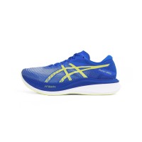 ASICS Magic Speed 3 1011B704-400 メンズランニングシューズ - 高性能軽量レーシングデザイン、ロイヤルブルーとネオンイエロー配色
