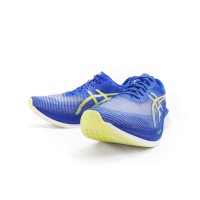 ASICS Magic Speed 3 1011B704-400 メンズランニングシューズ - 高性能軽量レーシングデザイン、ロイヤルブルーとネオンイエロー配色