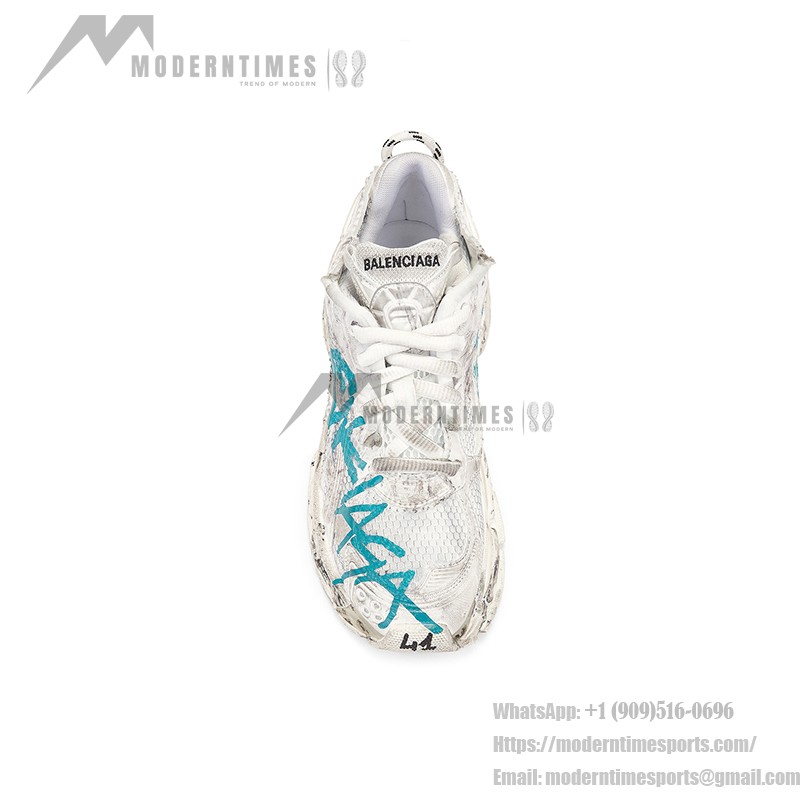 Balenciaga Runner Kith Four.Color 7.0 - Bold Graffiti Design and Distressed Look for Street Style Balenciaga Runner Kith Four.Color 7.0 - Distressed Sneakers with Graffiti Design for Street Style