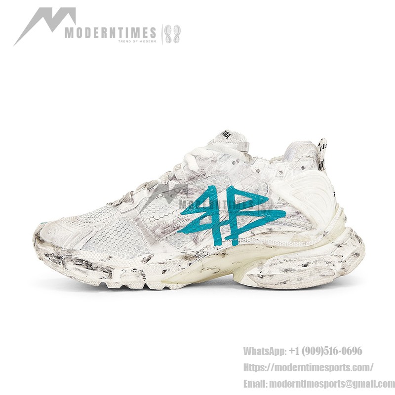 Balenciaga Runner Kith Four.Color 7.0 - Bold Graffiti Design and Distressed Look for Street Style Balenciaga Runner Kith Four.Color 7.0 - Distressed Sneakers with Graffiti Design for Street Style