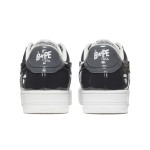 BAPE STA Low ブラック&グレー パテントレザー スニーカー 1H20191046-BLK ホワイトソールのBAPE STA Low ブラック&グレー パテントレザー スニーカー