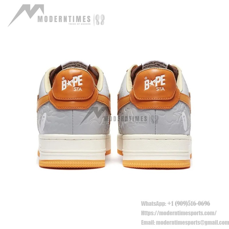 BAPE STA Low グレー&オレンジ スニーカー 1H70191002-ORG 鮮やかなオレンジスターが特徴のBAPE STA Low グレー&オレンジ スニーカー
