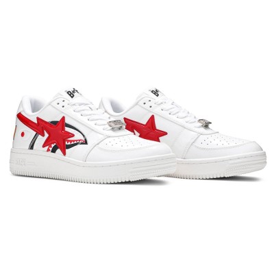 BAPE STA Low Shark ホワイト＆レッド スニーカー 1F30291002｜アイコニックなストリートウェア スタイル