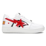 BAPE STA Low Shark ホワイト&レッド スニーカー 1F30291002 赤いスター ロゴが特徴のBAPE STA Low Shark ホワイト&レッド スニーカー