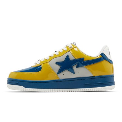 BAPE Bapesta 2 イエロー＆ブルー パテントレザー スニーカー 1I80191006-GYXYE | 鮮やかなストリートウェアスタイル
