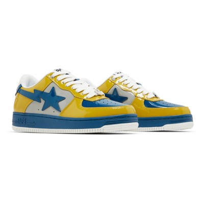 BAPE Bapesta 2 イエロー＆ブルー パテントレザー スニーカー 1I80191006-GYXYE | 鮮やかなストリートウェアスタイル