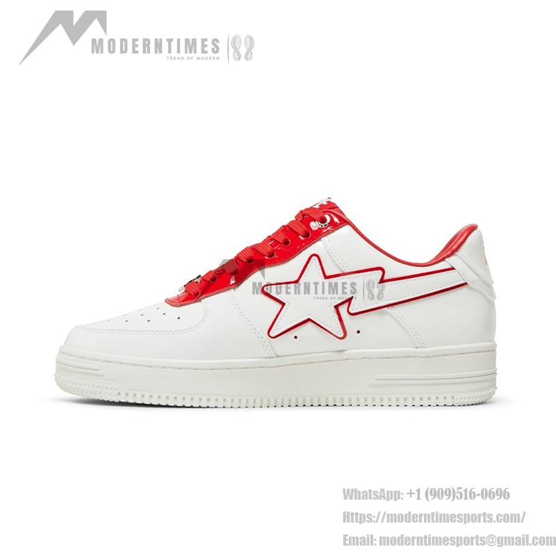 BAPE Bapesta 8 M1 ホワイト&レッド | アイコニックスニーカー BAPE Bapesta 8 M1 ホワイト&レッド レザースニーカー