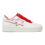 BAPE Bapesta 8 M1 ホワイト&レッド | アイコニックスニーカー BAPE Bapesta 8 M1 ホワイト&レッド レザースニーカー