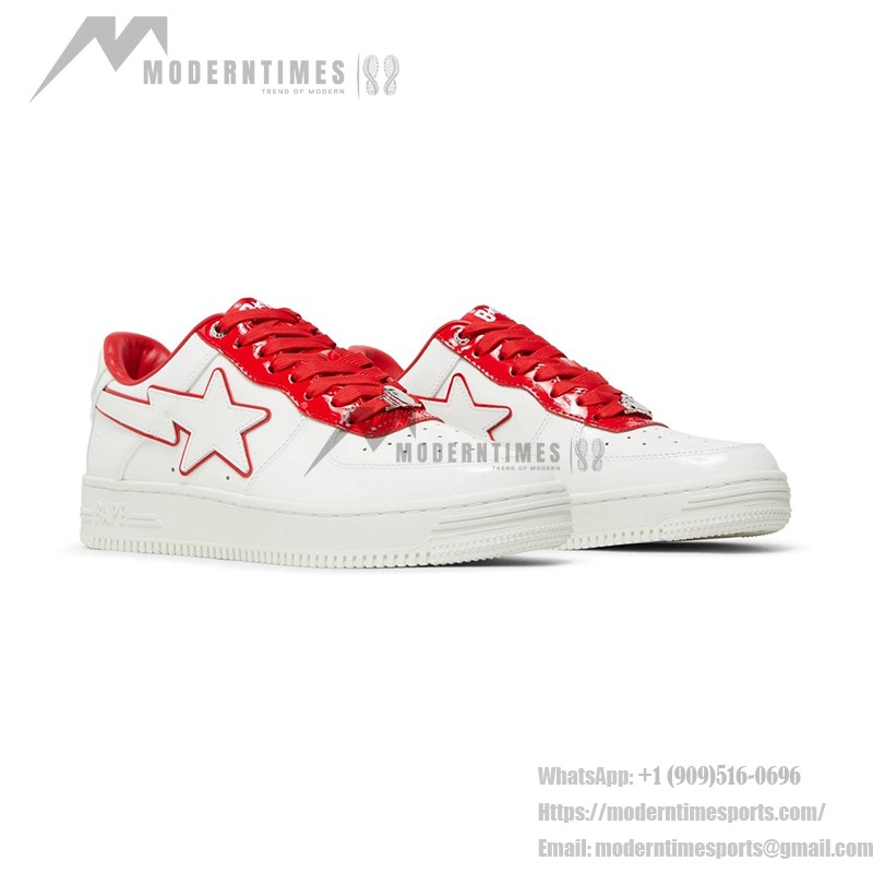 BAPE Bapesta 8 M1 ホワイト&レッド | アイコニックスニーカー BAPE Bapesta 8 M1 ホワイト&レッド レザースニーカー