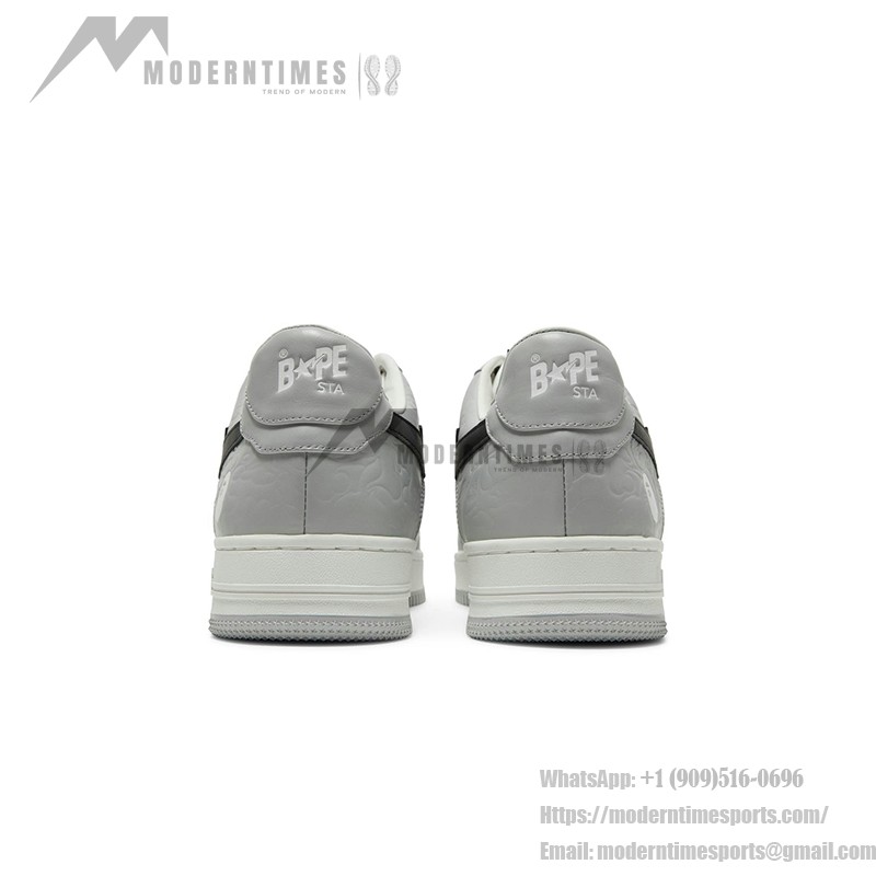 BAPE Bapesta Low M2 ホワイト&グレー | アイコニックなロートップスニーカー BAPE Bapesta Low M2 ホワイト&グレー&ブラック レザースニーカー
