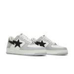 BAPE Bapesta Low M2 ホワイト&グレー | アイコニックなロートップスニーカー BAPE Bapesta Low M2 ホワイト&グレー&ブラック レザースニーカー