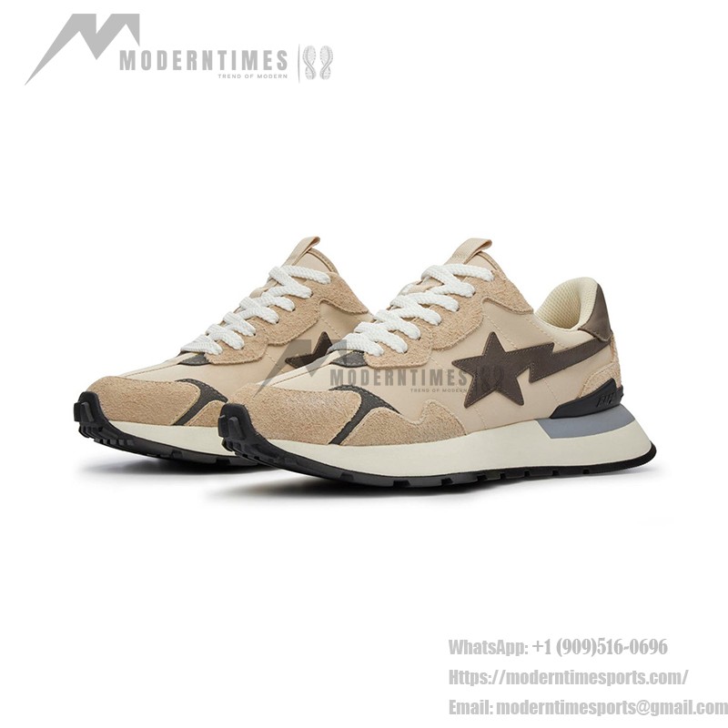 BAPE Roadsta Express ブラウン | レトロ風ランニングスニーカー BAPE Roadsta Express ブラウンスエードとファブリックのランニングスニーカー