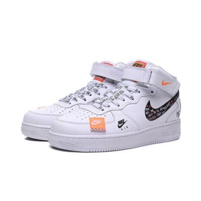 Nike Air Force 1 Mid BQ6474-100 - 大胆なグラフィックと足首ストラップが特徴のJust Do Itホワイトエディション
